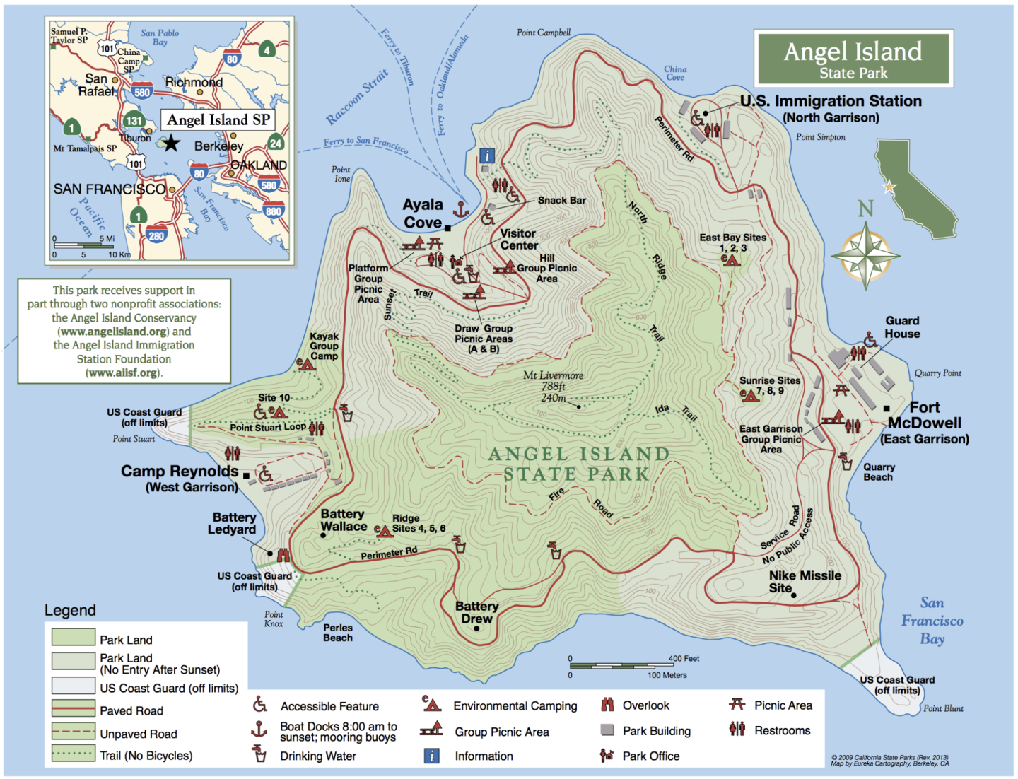 Map of Angel Island from California State Parks Website